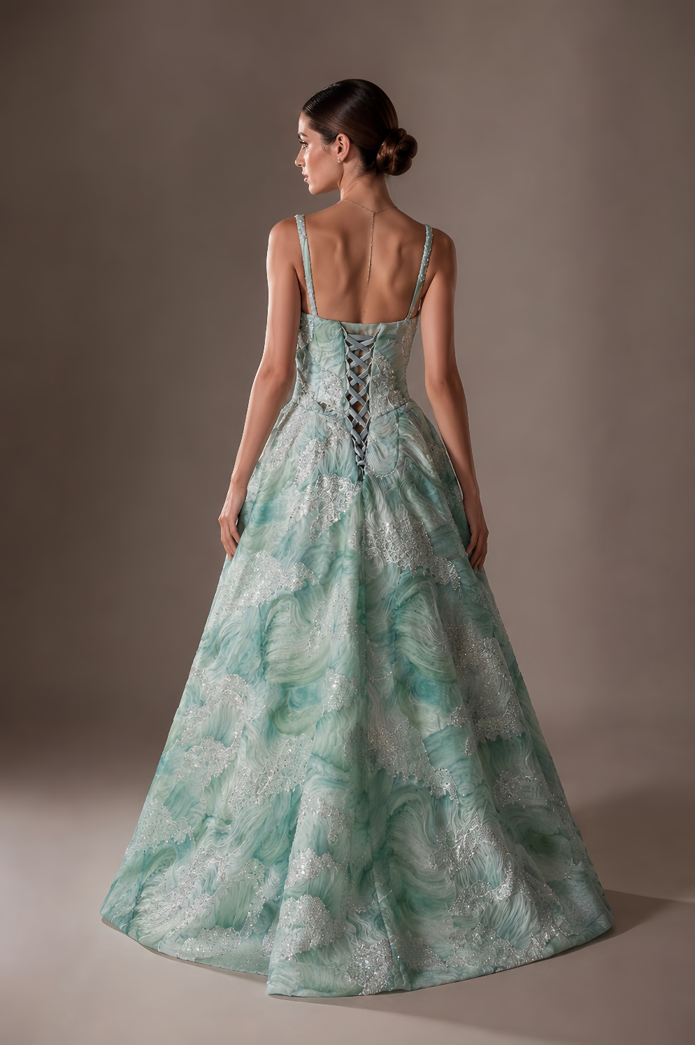 Vestido Tule Rosette 3D - Verde Menta