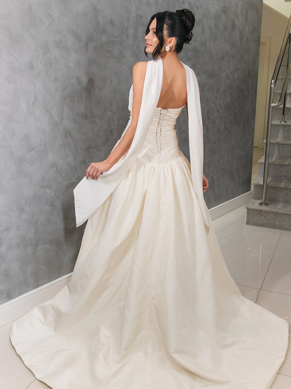 Vestido de Noiva Tomara que Caia com Laço Frontal